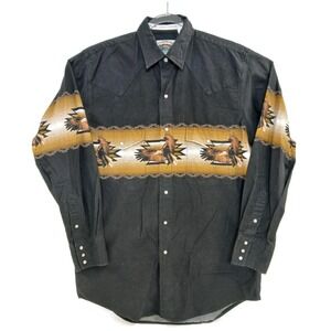 Cumberland Outfitters Shirt Mens Large Black Western Pearl Snap Eagle Graphic